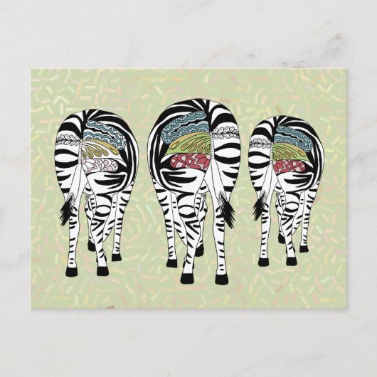 bunte Zebras Postkarte (Vorderseite)