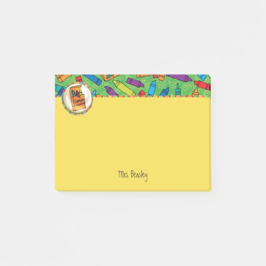 Bunte Zeichenstifte 4 x 3 Post-it Klebezettel (Vorderseite)