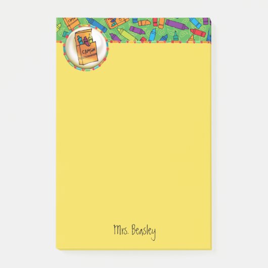 Bunte Zeichenstifte 4 x 6 Post-it Klebezettel (Vorderseite)