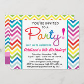 Bunte Zickzack Party Einladung (Vorne/Hinten)