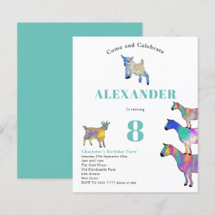 Bunte Ziegen Aquarell Geburtstagsfeier