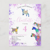 Bunte Ziegen Mädchen Geburtstagsparty Einladungspostkarte (Vorderseite)