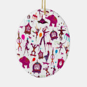 bunte Zirkuscharaktere auf Weiß Keramik Ornament (Rechts)