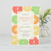 Bunte Zitronengeburt Einladung (Stehend Vorderseite)