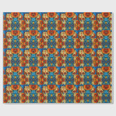 Bunte Zucker-Schädel-Blumen-Volks-Kunst Pat Geschenkpapier (Flach)