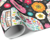 Bunte Zuckerschädel-und Geschenkpapier (Rolleneckpunkt)