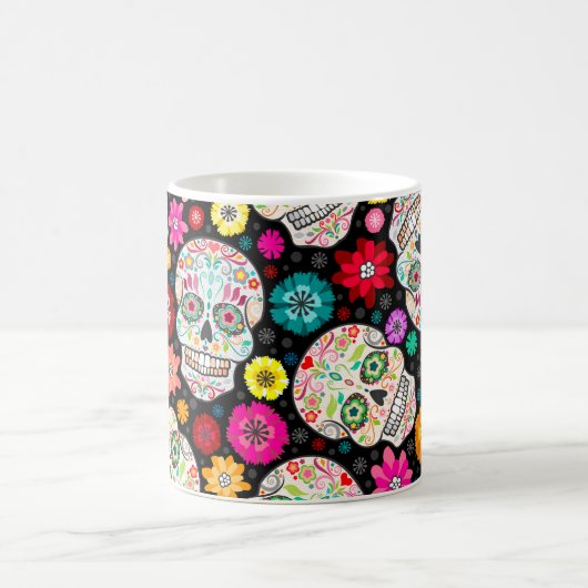 Bunte Zuckerschädel-und Kaffeetasse (Mittel)