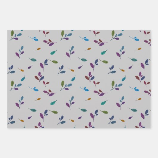 Bunte Zweige/Blätter Geschenkpapier Set (Vorderseite 3)