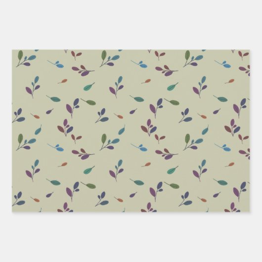 Bunte Zweige/Blätter Geschenkpapier Set (Vorderseite 2)