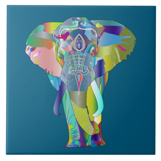 Bunter abstrakter Elefant Fliese (Vorderseite)
