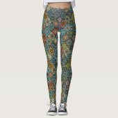 Bunter abstrakter Fliesenmusterentwurf Leggings (Vorderseite)