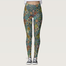 Bunter abstrakter Fliesenmusterentwurf Leggings