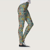 Bunter abstrakter Fliesenmusterentwurf Leggings (Rechts)
