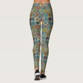 Bunter abstrakter Fliesenmusterentwurf Leggings (Rückseite)