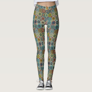 Bunter abstrakter Fliesenmusterentwurf Leggings