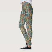 Bunter abstrakter Fliesenmusterentwurf Leggings (Links)