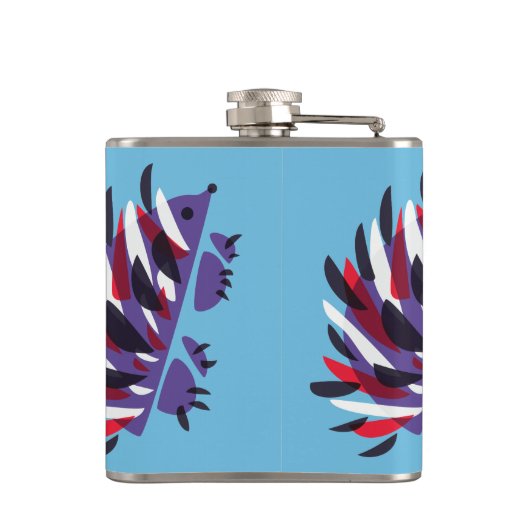 Bunter abstrakter geometrischer niedlicher Igel Flachmann (Rückseite)