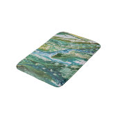 Bunter abstrakter grün-blauer Türkiswasserfall Badematte (Schrägansicht)