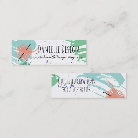 Bunter abstrakter Häkelarbeithakenball des Garns Mini Visitenkarte (Vorne/Hinten)