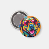 Bunter abstrakter Hund mit Sonnenbrille Magnet (Vorderseite/Rückseite)