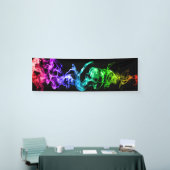 Bunter abstrakter Rauch - ein Regenbogen in der Banner (Messeveranstaltung)