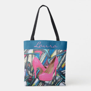 Bunter abstrakter rosa hoher Heels-Muster-Entwurf Tasche