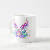 Bunter abstrakter Schmetterling Kaffeetasse (Vorderseite Links)