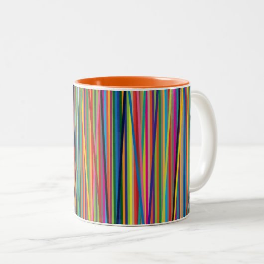 Bunter abstrakter Streifenentwurf Zweifarbige Tasse (VorderseiteRechts)