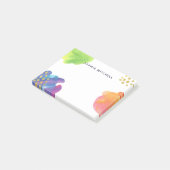 Bunter abstrakter Watercolor mit Gold Post-it Klebezettel (angewinkelt)