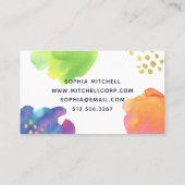 Bunter abstrakter Watercolor mit Gold Visitenkarte (Rückseite)