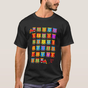 Bunter Alphabet-Zug Bildung Kinder Lernen T-Shirt