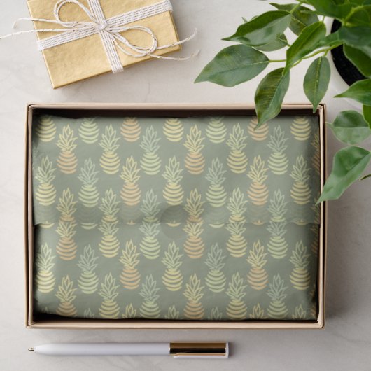 Bunter Ananasfrucht grüner Sommerpattern Seidenpapier (Geschenk)