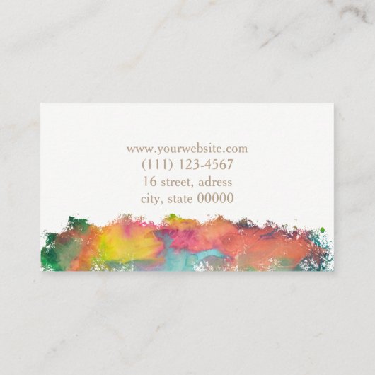 Bunter Aquarell Brushstroke Visitenkarte (Rückseite)