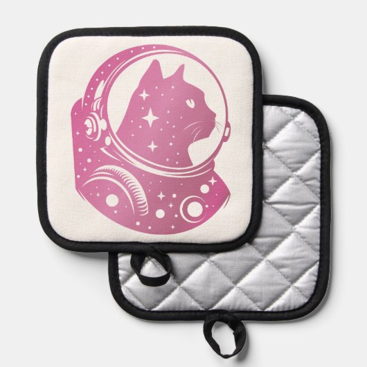 bunter Astronaut Kitty Topflappen (Vorderseite/Rückseite)