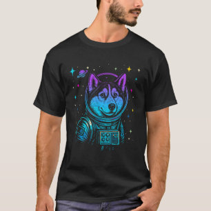 Bunter Astronaut Siberian Husky Weltraumgalaxie Hu T-Shirt