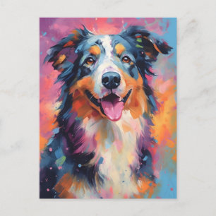 Bunter Australian Shepherd Postkarte