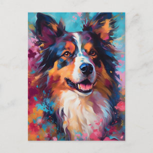 Bunter Australian Shepherd Postkarte