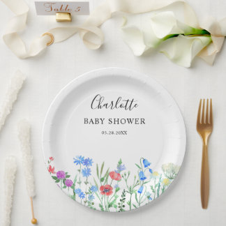 Bunter Baby Shower Wildblumenfeier Pappteller