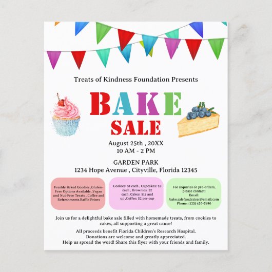 Bunter Back- oder Kuchensale-Fundraiser Flyer (Vorne)
