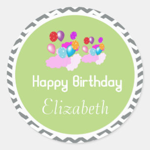 bunter Ballon glücklich Geburtstag grünen Aufklebe Runder Aufkleber