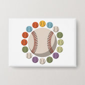 Bunter Baseballzirkel Button (Vorderseite)
