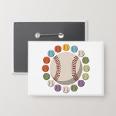 Bunter Baseballzirkel Button (Vorderseite/Rückseite)