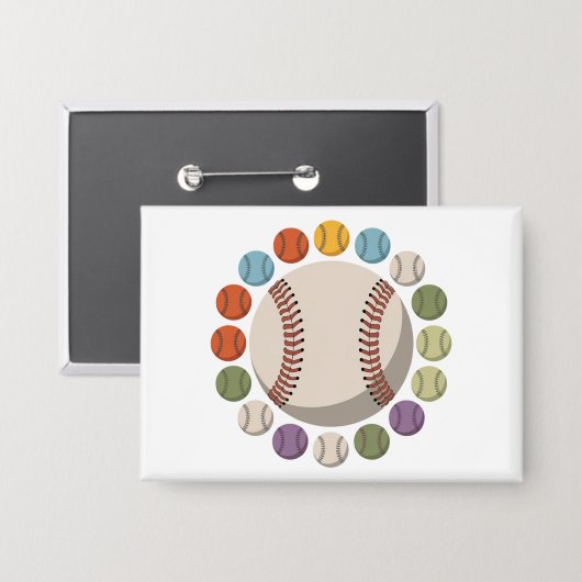 Bunter Baseballzirkel Button (Vorderseite/Rückseite)