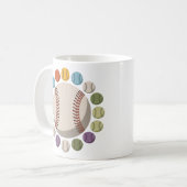 Bunter Baseballzirkel Kaffeetasse (Vorderseite Links)
