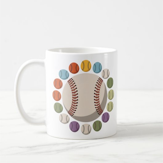 Bunter Baseballzirkel Kaffeetasse (Links)