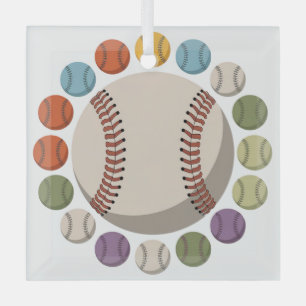 Bunter Baseballzirkel Ornament Aus Glas