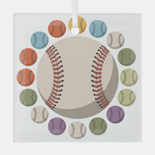 Bunter Baseballzirkel Ornament Aus Glas (Vorderseite)