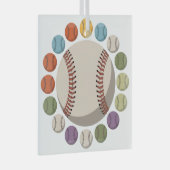 Bunter Baseballzirkel Ornament Aus Glas (Vorderseite Rechts)