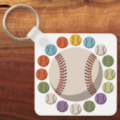 Bunter Baseballzirkel Schlüsselanhänger (Vorderseite)