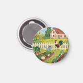 Bunter Bauerngarten Hahn Magnet (Vorderseite/Rückseite)